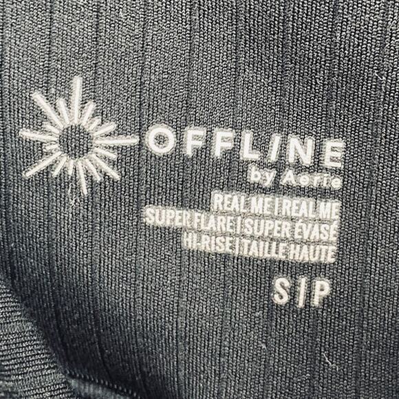 Aerie Offline Flared Leggings Crossover High Waist Black Womens Small - Picture 6 of 8